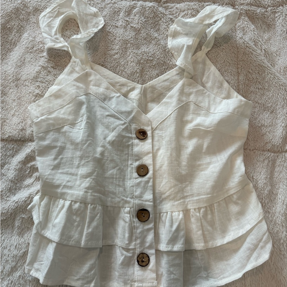 White Ruffle Top - Picture 3 of 4